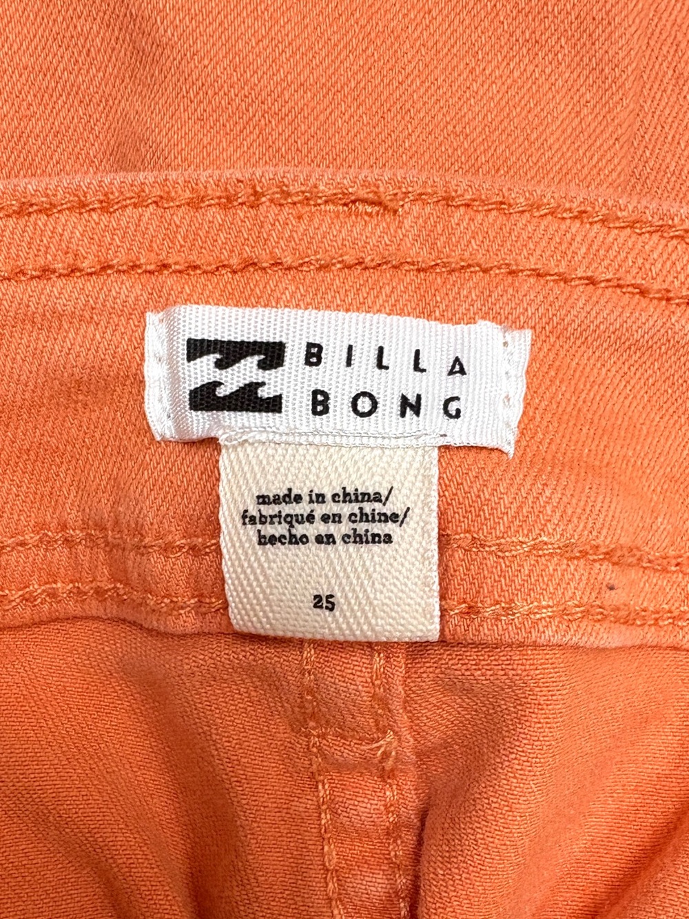 Billabong Coral Orange Cropped Wide Leg Jeans Size 25 | High Rise Raw Hem Pants - Picture 6 of 8